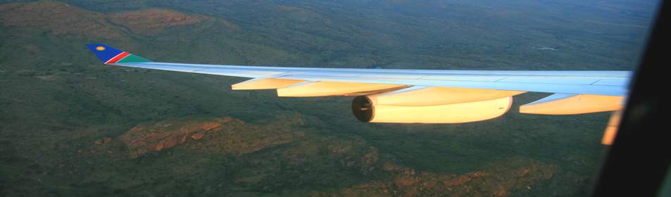 Landeanflug in Windhoek, Namibia